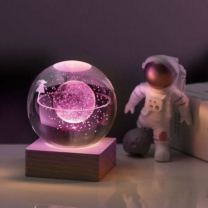 3D Galaxy Crystal Ball Nightlight Lamp - LED, USB Powered, 6cm, view 8