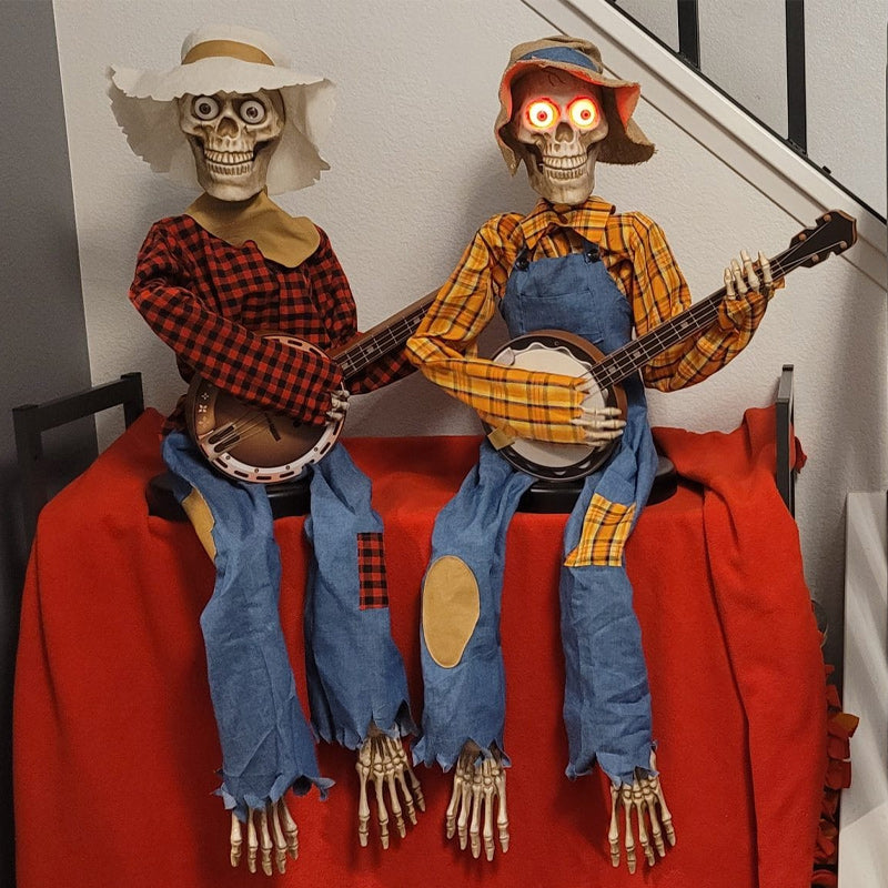 Funny Animated Duel Banjo Skeletons - 40cm, Battery Powered, view 10