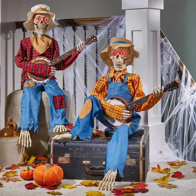 Funny Animated Duel Banjo Skeletons - 40cm, Battery Powered, view 2