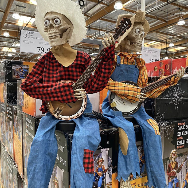 Funny Animated Duel Banjo Skeletons - 40cm, Battery Powered, view 3
