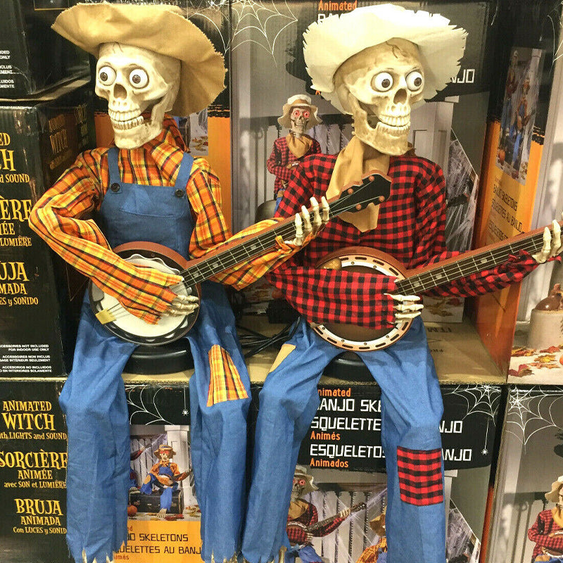 Funny Animated Duel Banjo Skeletons - 40cm, Battery Powered, view 4