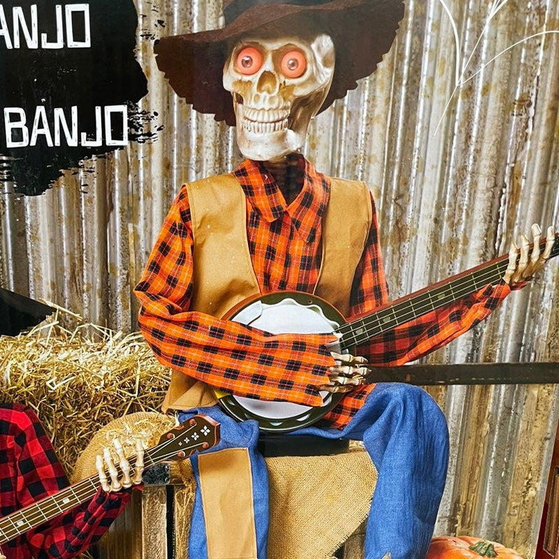 Funny Animated Duel Banjo Skeletons - 40cm, Battery Powered, view 6