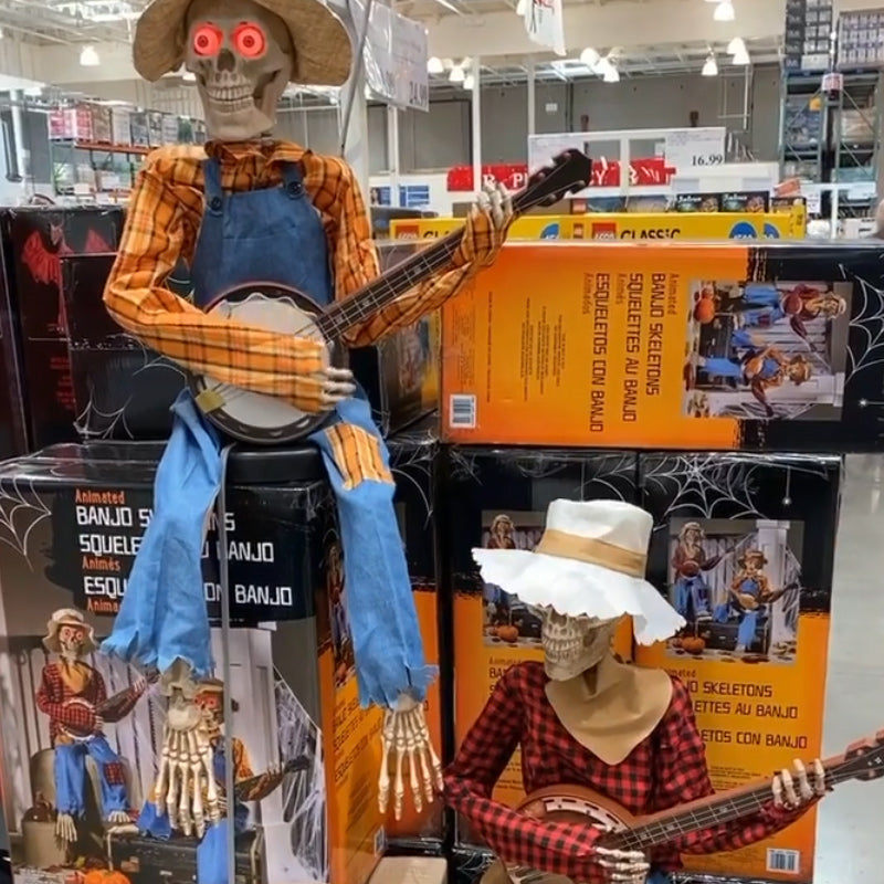 Funny Animated Duel Banjo Skeletons - 40cm, Battery Powered, view 8