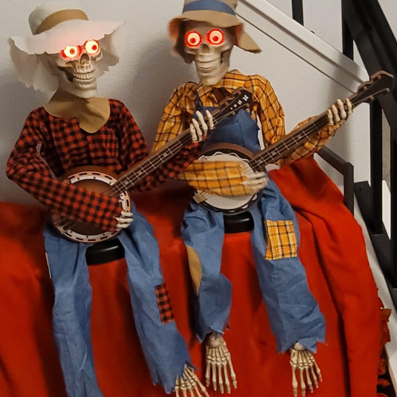 Funny Animated Duel Banjo Skeletons - 40cm, Battery Powered, view 9