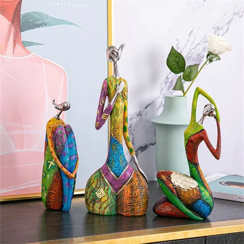 Modern Abstract Woman Sculptures for Home Decor - Handcrafted Resin, view 3