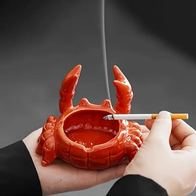 Crab Shaped Ashtray with Removable Lid - Easy to Clean, Fun Design, view 2