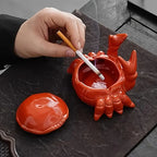 Crab Shaped Ashtray with Removable Lid - Easy to Clean, Fun Design, view 3