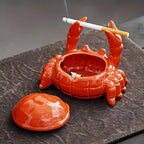 Crab Shaped Ashtray with Removable Lid - Easy to Clean, Fun Design