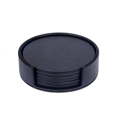 Vegan Leather Coaster Set - Marble Finish, Round or Square, view 10