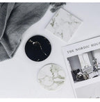 Vegan Leather Coaster Set - Marble Finish, Round or Square, view 4