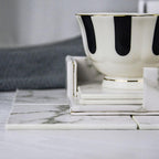 Vegan Leather Coaster Set - Marble Finish, Round or Square, view 6