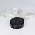Vegan Leather Coaster Set - Marble Finish, Round or Square, view 7