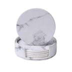 Vegan Leather Coaster Set - Marble Finish, Round or Square, view 8