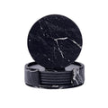 Vegan Leather Coaster Set - Marble Finish, Round or Square