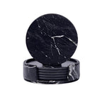 Vegan Leather Coaster Set - Marble Finish, Round or Square