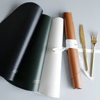Triangle Faux Leather Placemat Set with Matching Coasters, 4 Colours, view 2