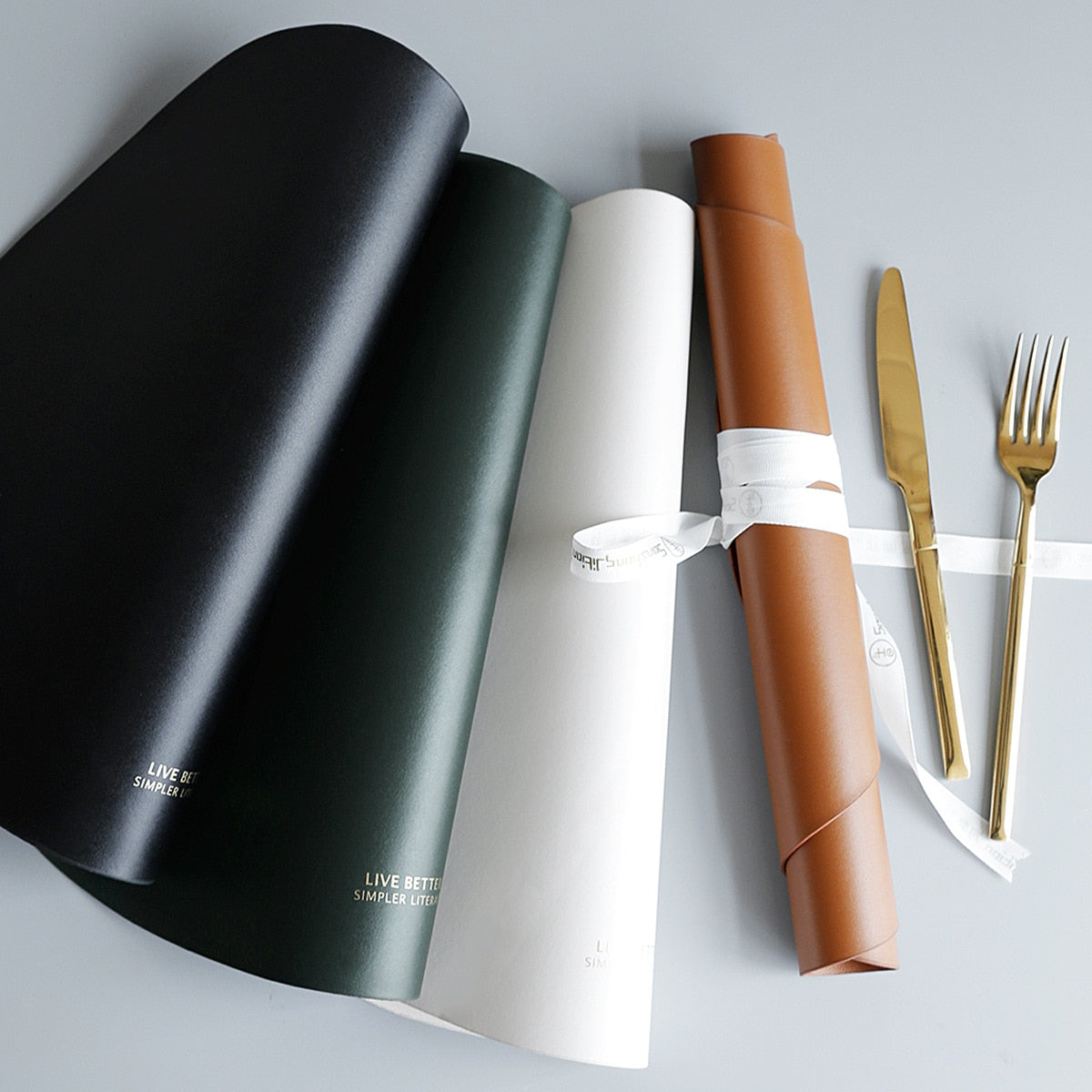 Triangle Faux Leather Placemat Set with Matching Coasters, 4 Colours, view 2