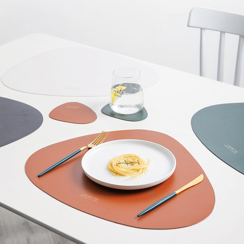 Triangle Faux Leather Placemat Set with Matching Coasters, 4 Colours, view 3