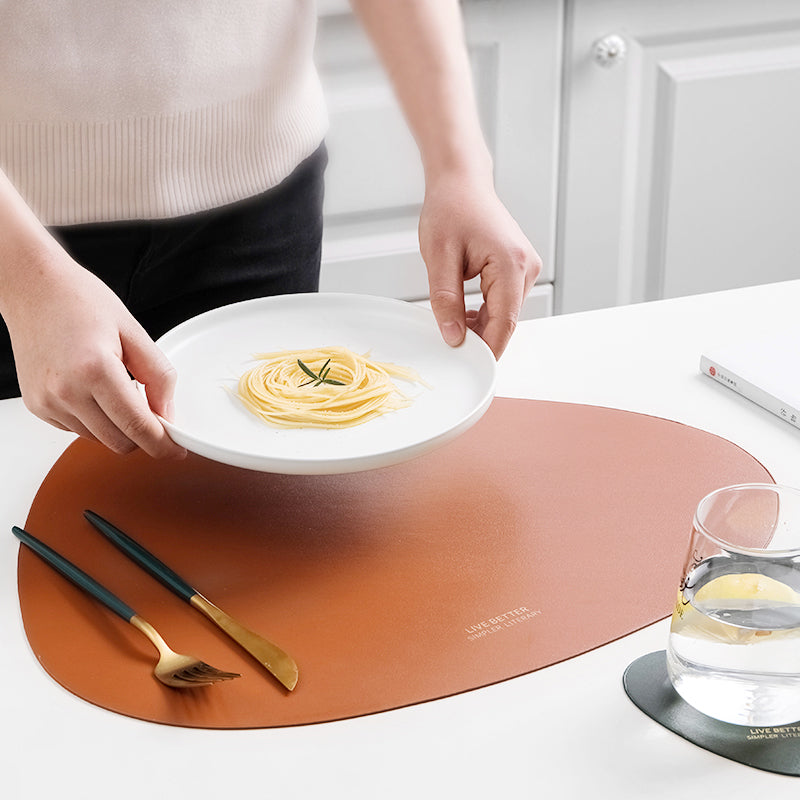 Triangle Faux Leather Placemat Set with Matching Coasters, 4 Colours, view 5