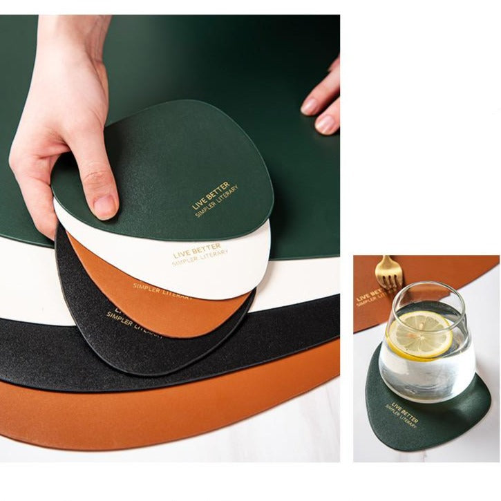 Triangle Faux Leather Placemat Set with Matching Coasters, 4 Colours, view 7