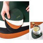 Triangle Faux Leather Placemat Set with Matching Coasters, 4 Colours, view 7
