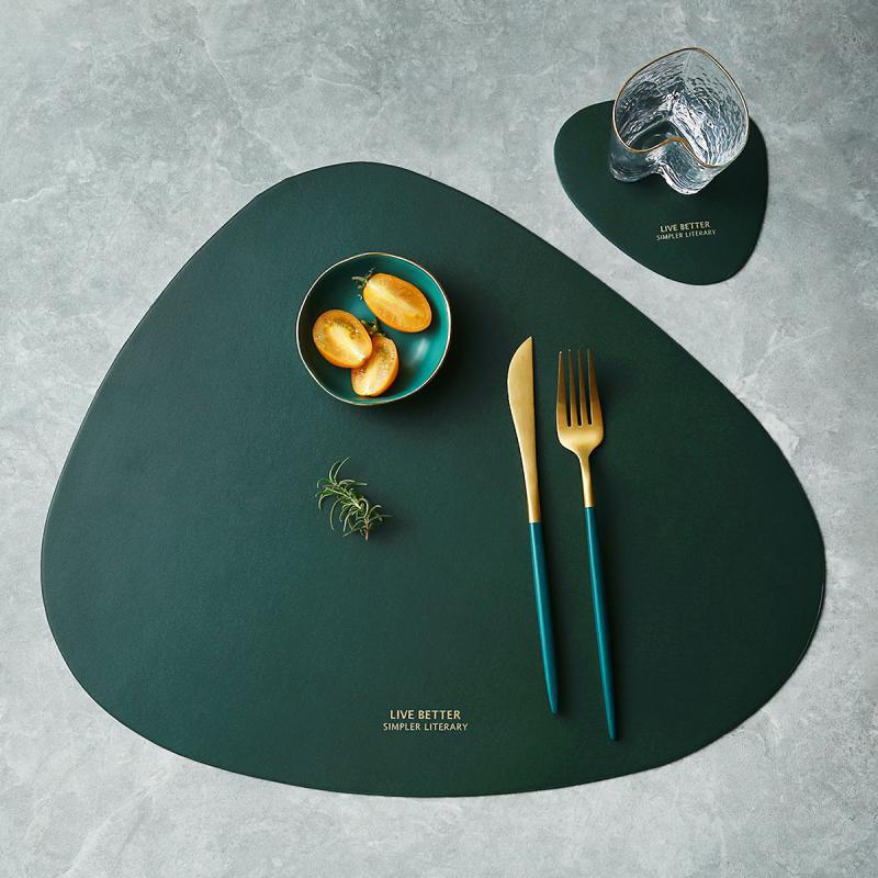 Triangle Faux Leather Placemat Set with Matching Coasters, 4 Colours