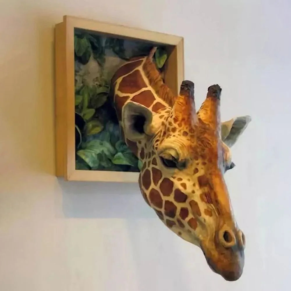 Giraffe Head Wall Decoration 3D Sculpture - Emulsion Paint, 21x15x25 cm