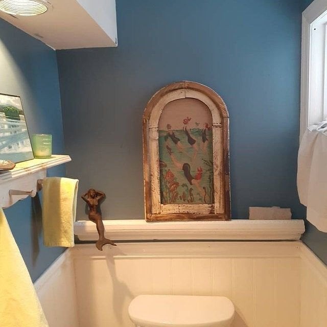 Swimming Wall Art Bathroom Decor - Wood Print, 30x20cm, Ready to Hang