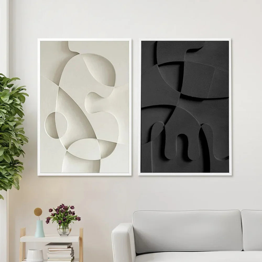 Abstract Minimalist 3D Canvas Wall Art for Living Room or Office - Unframed, view 2