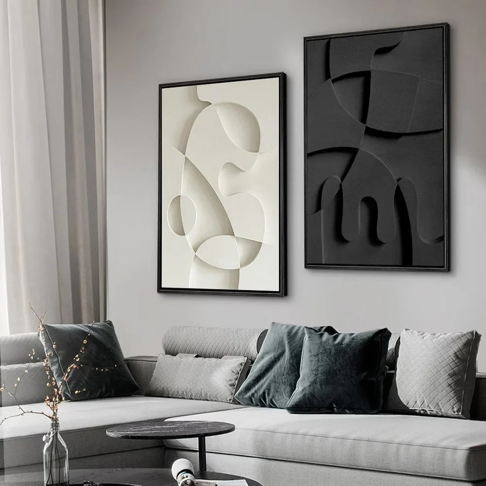 Abstract Minimalist 3D Canvas Wall Art for Living Room or Office - Unframed