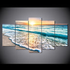 Beach Sunset Canvas Wall Art for Living Room or Bedroom - 5 Piece, Oil on Canvas, view 3