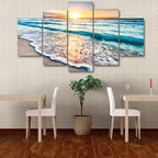 Beach Sunset Canvas Wall Art for Living Room or Bedroom - 5 Piece, Oil on Canvas, view 4