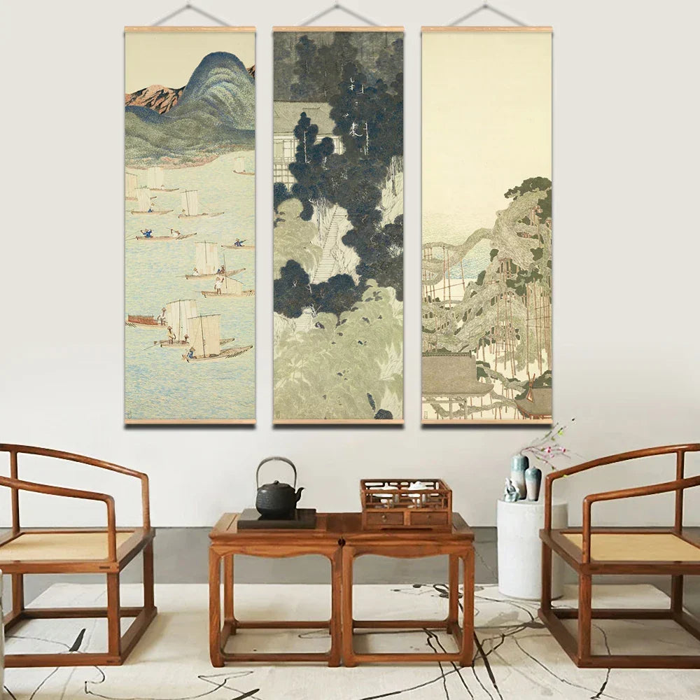 Japanese Ou-Mi Ukiyoe Scroll Print Poster - Canvas, Vertical Rectangle