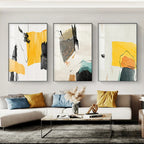 Minimalist Abstract Wall Art Canvas Prints - Orange Yellow Black Beige, Unframed, view 5
