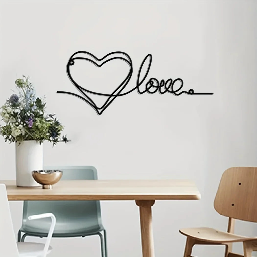 Metal Love Heart 3D Wall Decoration for Bedroom or Living Room - Iron Art, view 2
