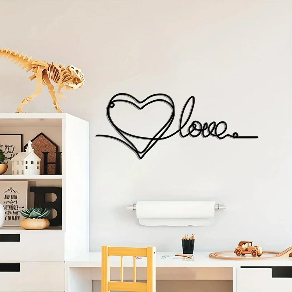 Metal Love Heart 3D Wall Decoration for Bedroom or Living Room - Iron Art, view 3