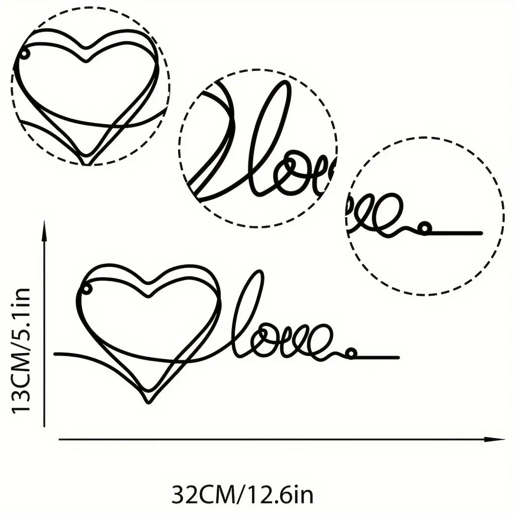 Metal Love Heart 3D Wall Decoration for Bedroom or Living Room - Iron Art, view 5