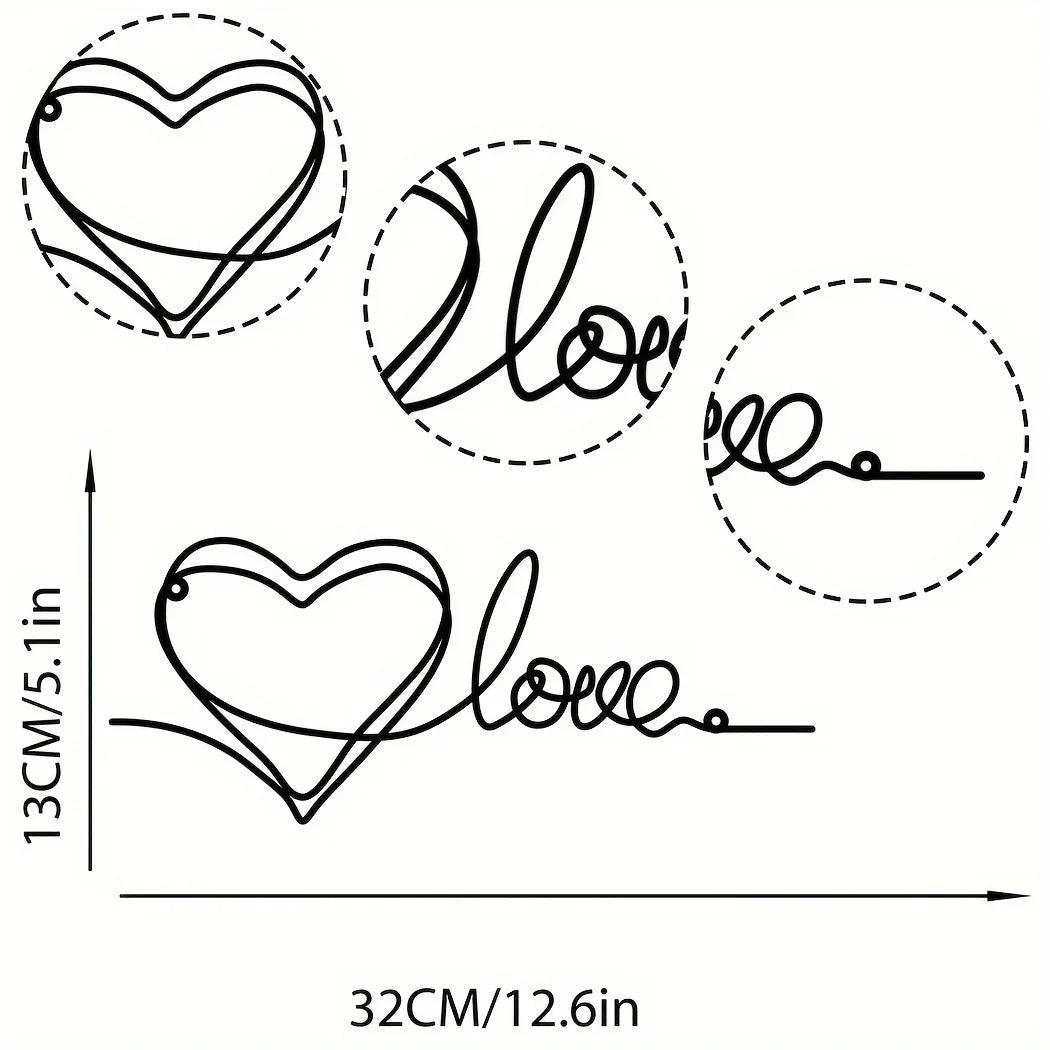Metal Love Heart 3D Wall Decoration for Bedroom or Living Room - Iron Art, view 5