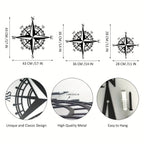 Nautical Compass Rose 3D Metal Wall Art for Living Room, Dining, Office - Iron, view 4