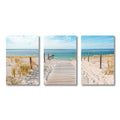 Set of 3PCS Blue Sea Sandy Beach Wall Art Canvas Prints for Living Room - 320gsm, view 4