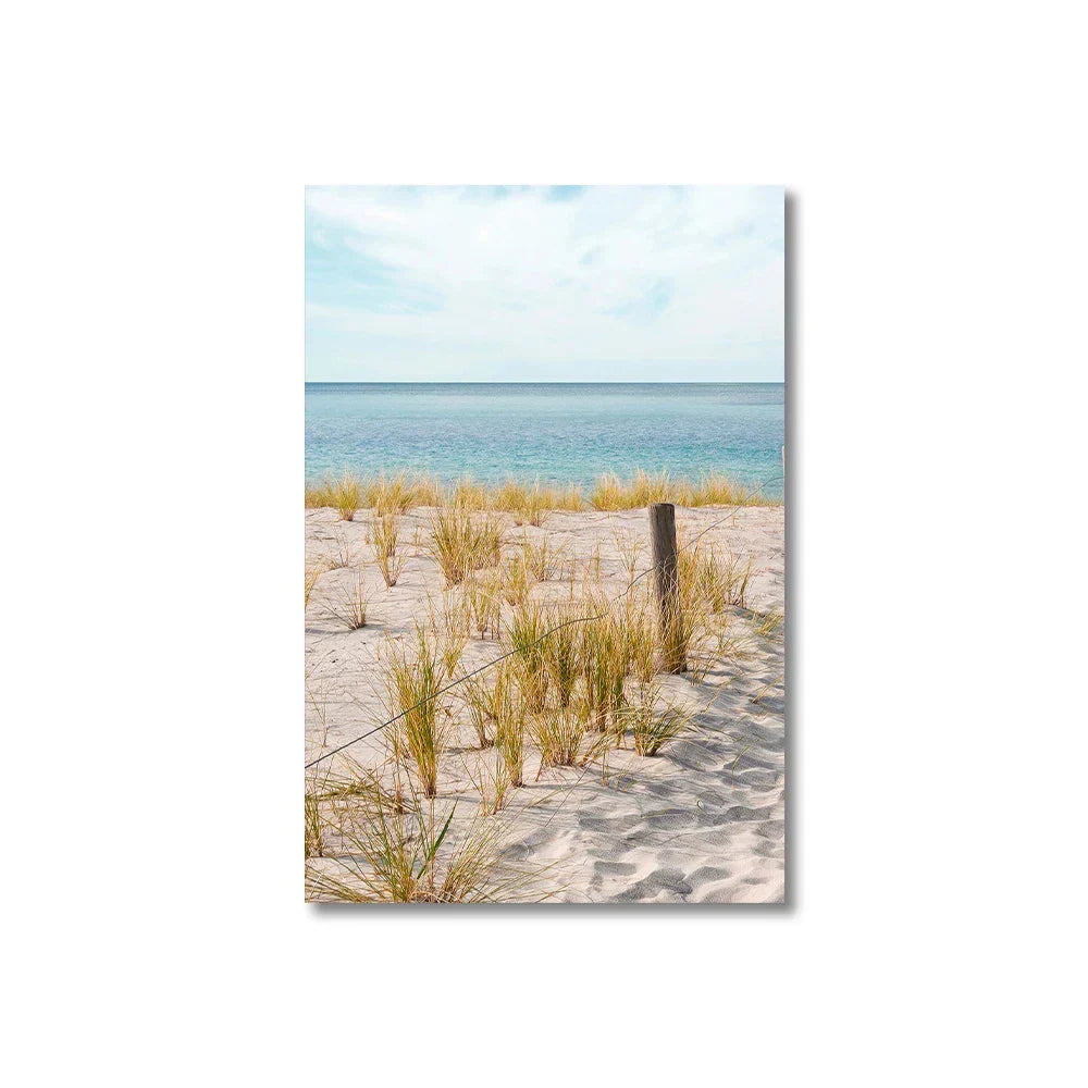 Set of 3PCS Blue Sea Sandy Beach Wall Art Canvas Prints for Living Room - 320gsm, view 5