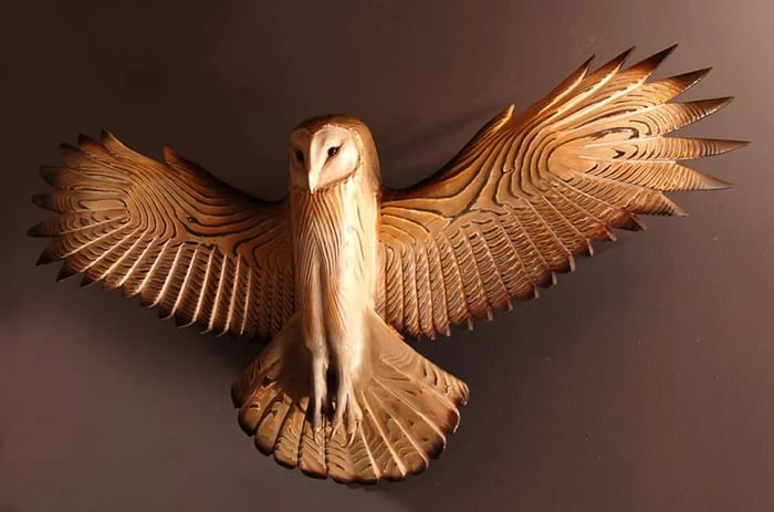 Wooden Owl Wall Decoration for Home - Premium Quality Wood, Shellac Finish, view 2