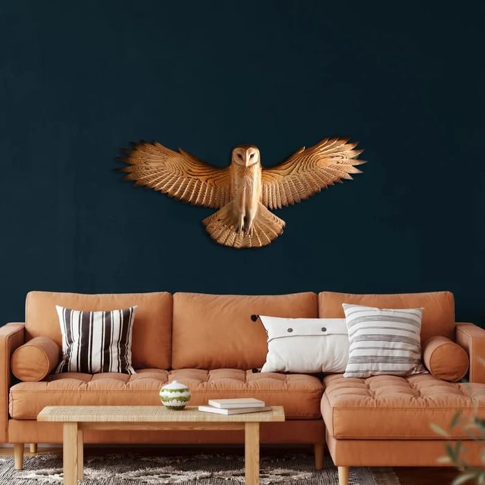 Wooden Owl Wall Decoration for Home - Premium Quality Wood, Shellac Finish, view 5