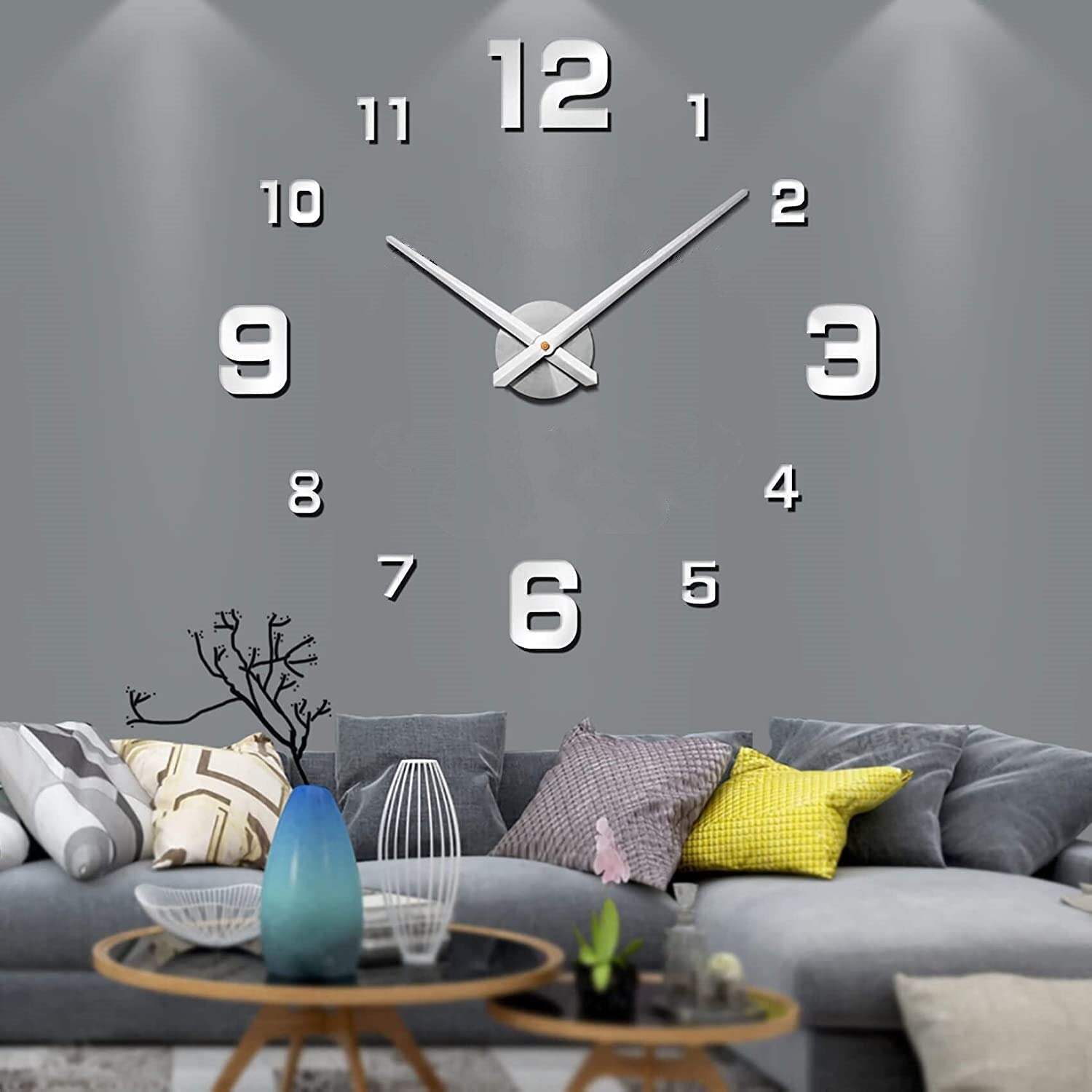Large Modern Wall Clock for Home - 40cm Diameter, Quartz Movement, view 2