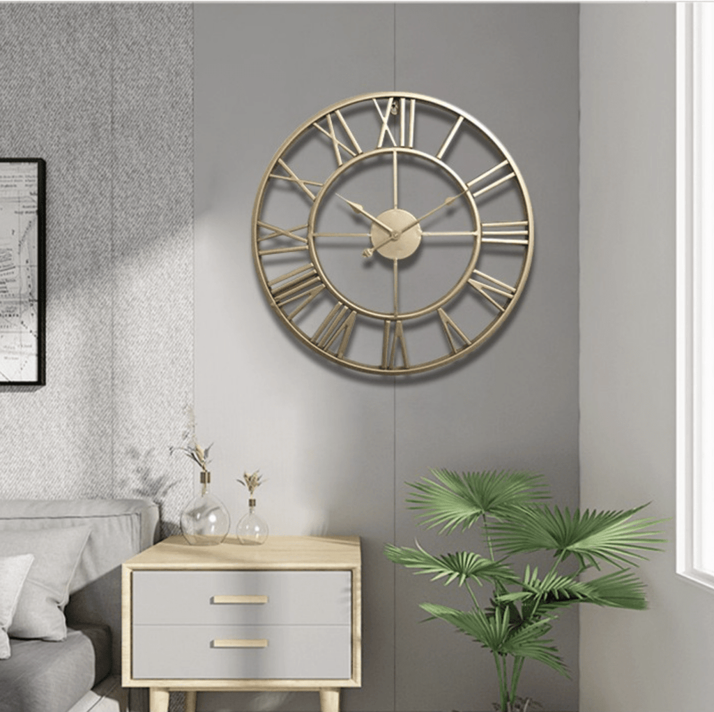 Skeleton Wall Clock with Silent Non-Ticking Quartz Mechanism - Matte Gold or Bronze, view 2