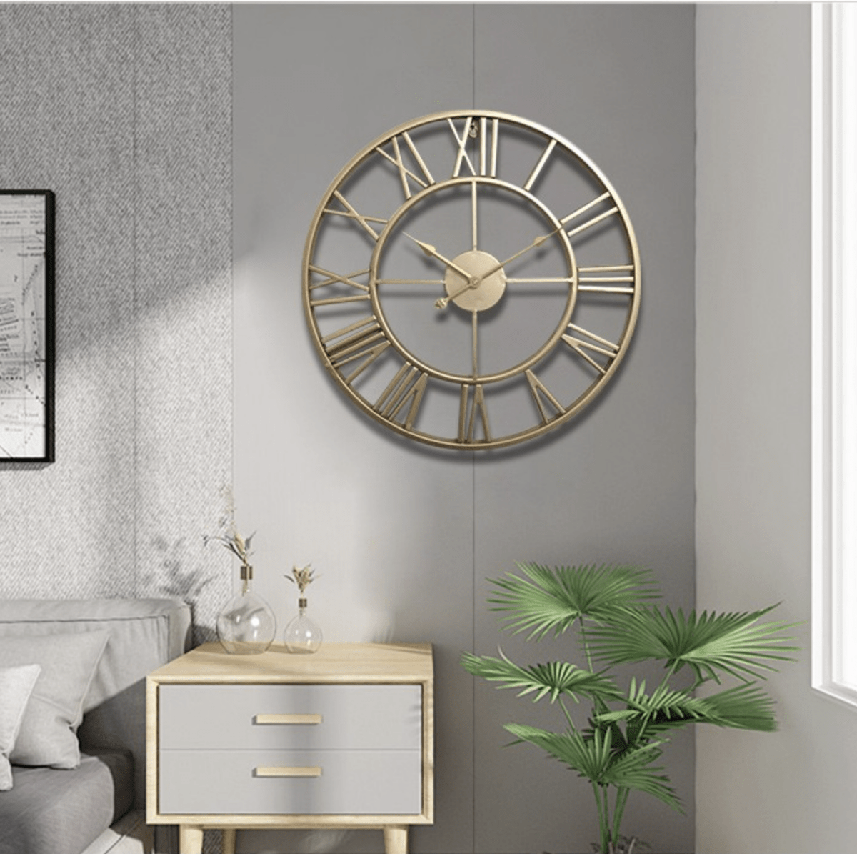 Skeleton Wall Clock with Silent Non-Ticking Quartz Mechanism - Matte Gold or Bronze, view 2