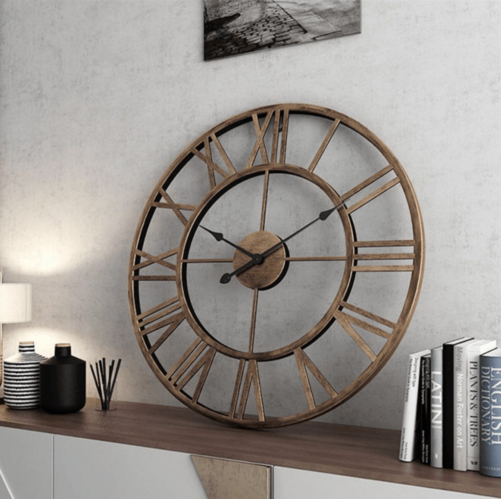 Skeleton Wall Clock with Silent Non-Ticking Quartz Mechanism - Matte Gold or Bronze, view 5