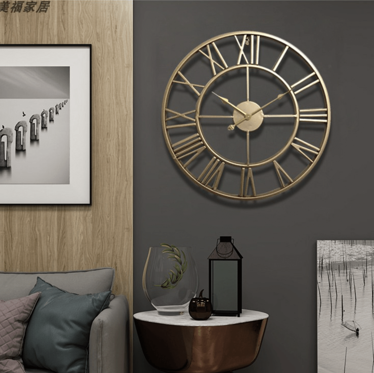 Skeleton Wall Clock with Silent Non-Ticking Quartz Mechanism - Matte Gold or Bronze