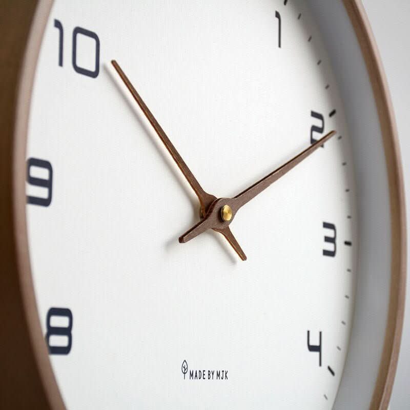 Wooden Wall Clock Silent Scandinavian - Solid Wood, 9.8" or 11.8", view 2