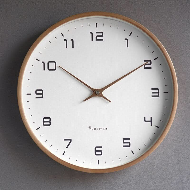 Wooden Wall Clock Silent Scandinavian - Solid Wood, 9.8" or 11.8", view 3
